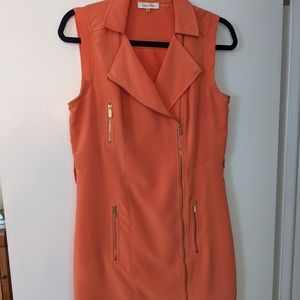 Calvin Klein orange zip dress